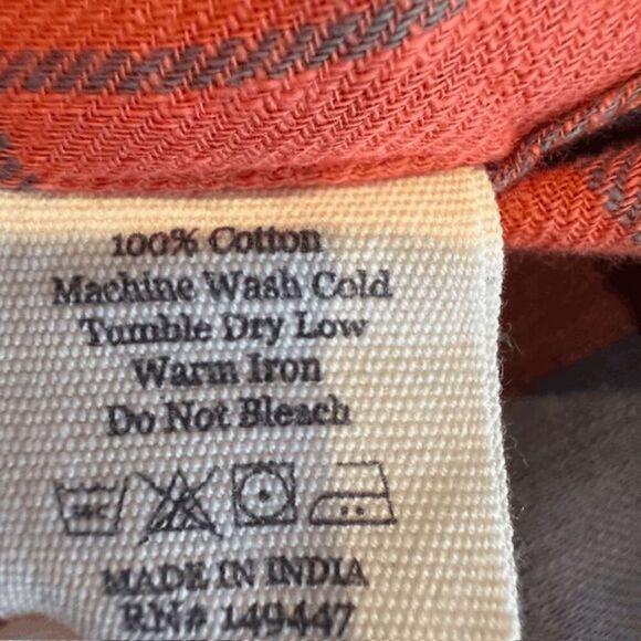 The Normal Brand Men's Button Up Shirt Orange Gray Plaid Light Cotton Medium - Picture 5 of 9